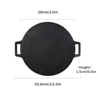 Round Korean BBQ Grill Pan - Perfect for Gas, Open Fire, Camping, and Home Outdoor Cooking - Available in Multiple Sizes - Sleek Black Design