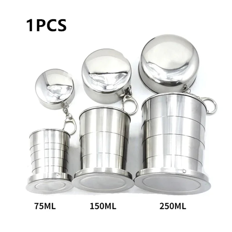 Compact Stainless Steel Folding Cup Set for Camping and Outdoor Activities