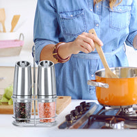Electric Spice Grinder Set with Automatic Gravity Induction and LED Light