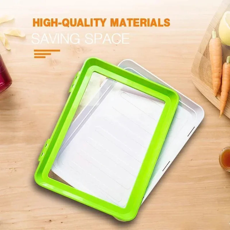 FreshMax Food Preservation Tray - Reusable BPA-Free Stackable Storage Solution for Keeping Food Fresh Longer!