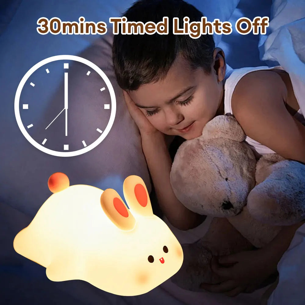 Adorable Rabbit Touch Sensor Night Light - Perfect for Kids' Bedside Sleep Companion and Decor Gift