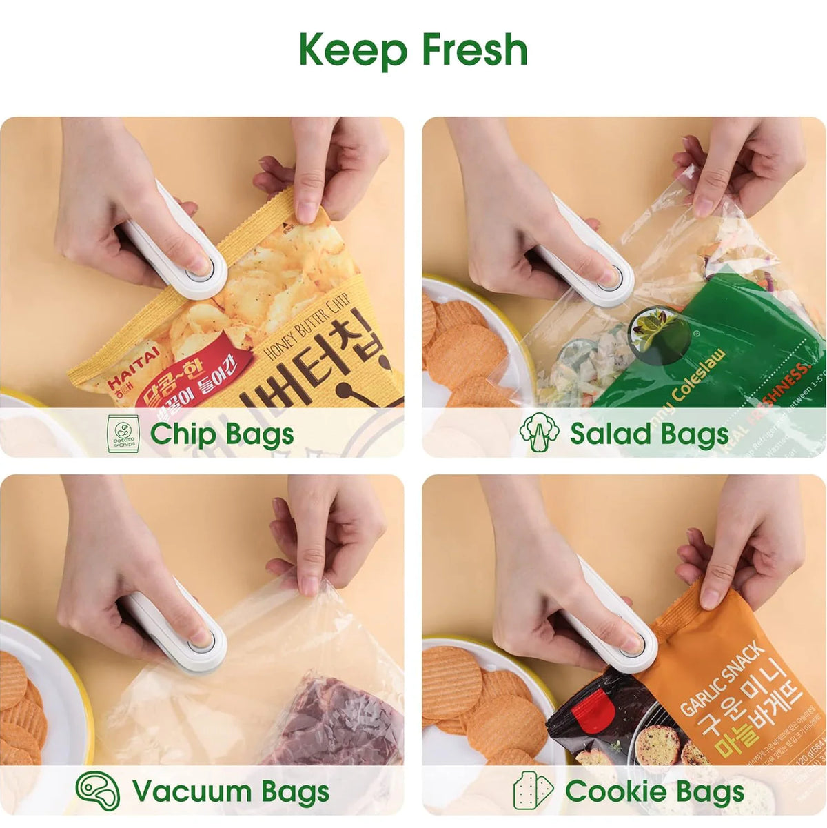 Rechargeable 2-in-1 Mini Heat Sealer: Portable Solution for Fresh Snacks and Vacuum Sealing at Home