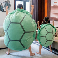 Wearable Turtle Shell Plush Pillows Stuffed Soft Tortoise Turtle Shell Stuffed Animal Costume Plush Dress Up Cushion Funny Toy