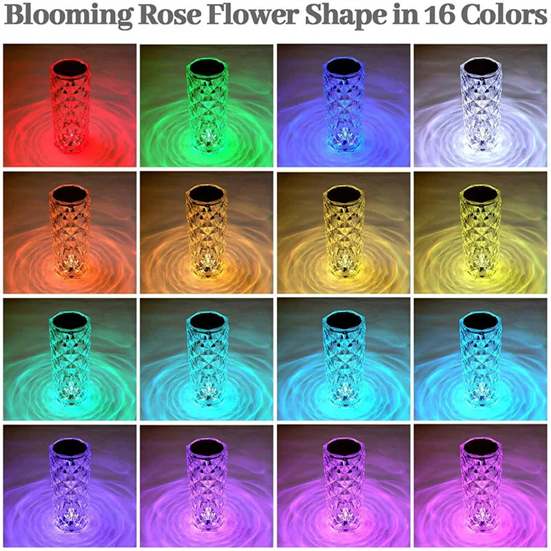 LED Crystal Table Lamp Rose Light Projector