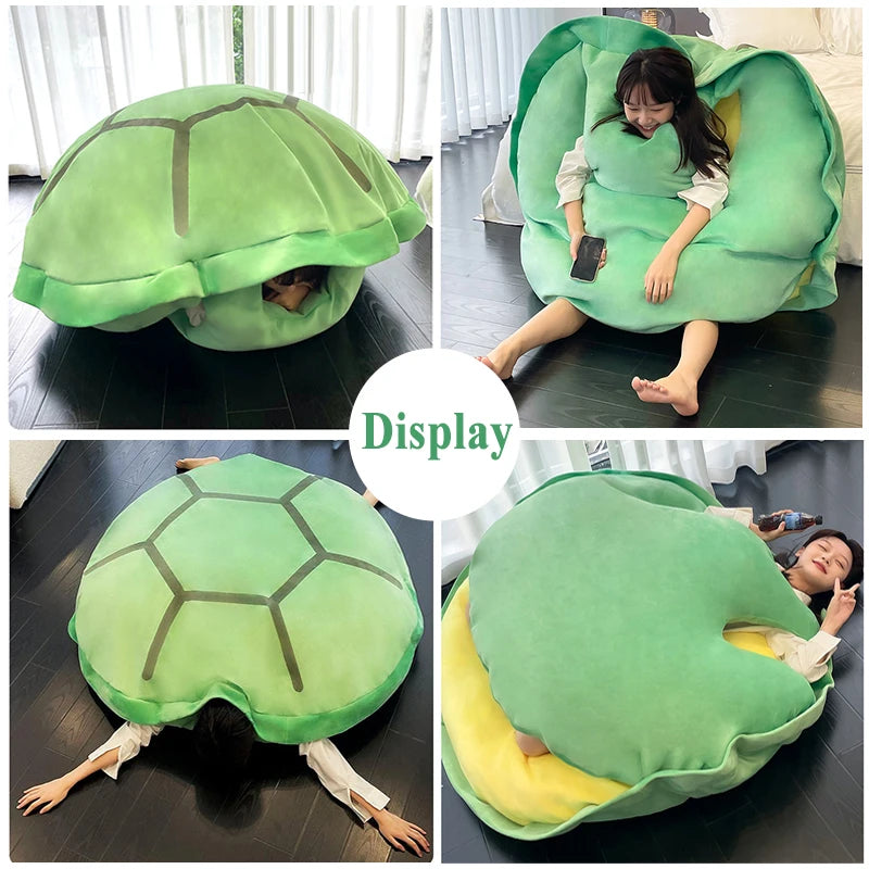 Wearable Turtle Shell Plush Pillows Stuffed Soft Tortoise Turtle Shell Stuffed Animal Costume Plush Dress Up Cushion Funny Toy