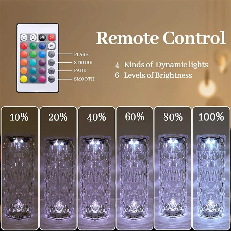 LED Crystal Table Lamp Rose Light Projector
