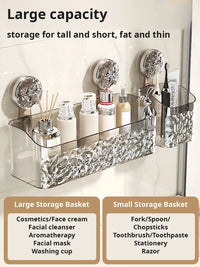 Light Luxury Style Glacier Pattern Suction Cup Shelf,Bathroom Suction Cup Storage Rack,Punch Free Sorting Box