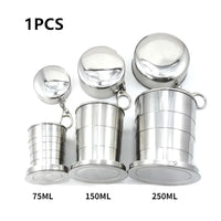 Compact Stainless Steel Folding Cup Set for Camping and Outdoor Activities