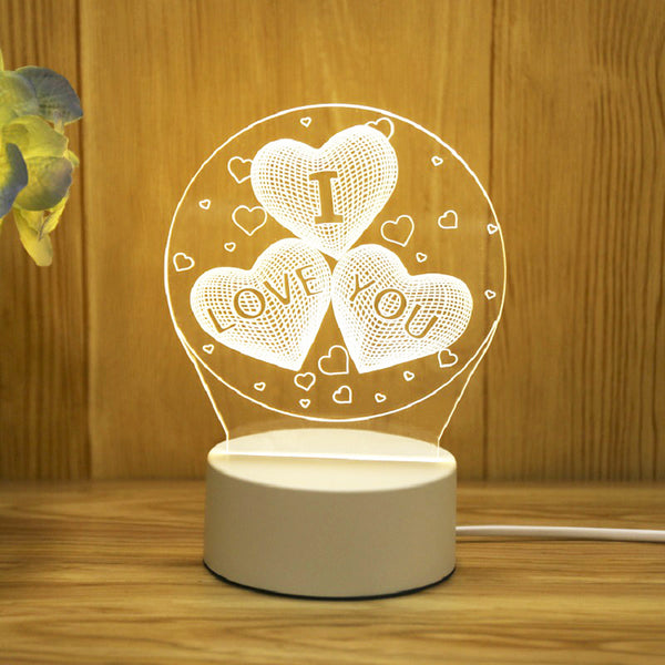 "Enchanting 3D Acrylic LED Lamp: Perfect for Romantic Nights, Birthdays, and Valentine's Day!"