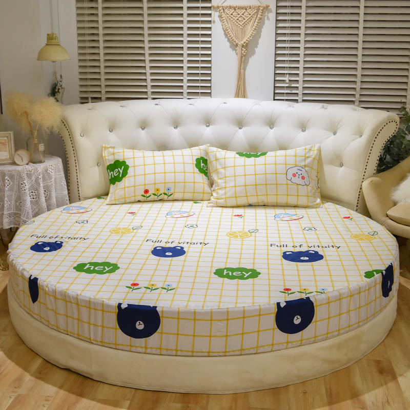Round Bed Sheet Bedspread Hotel Mattress Protector-Flower color