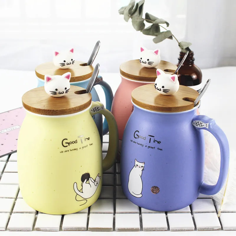 "Adorable Sesame Cat Ceramic Mug - Keep Your Drinks Hot with Style!"
