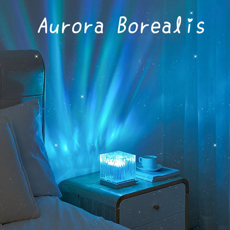 "Transform Your Bedroom with the Magical Aurora Northern Light Projector - Remote Control, Timer, 17 Colors, Water Ripple Effect - Perfect Sunset Ambiance!"