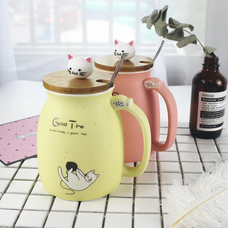 "Adorable Sesame Cat Ceramic Mug - Keep Your Drinks Hot with Style!"